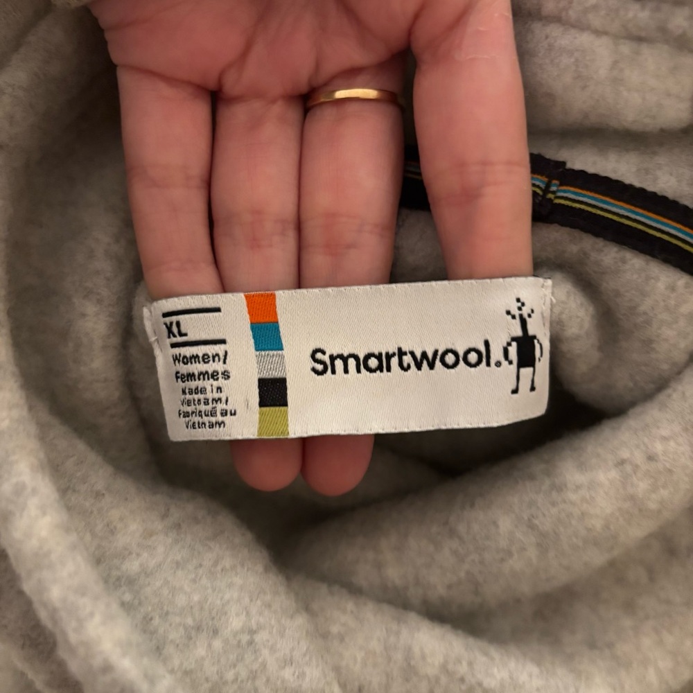 Smartwool Hudson Trail Fleece Pullover Women's XL Ash Heather Gray Funnel Neck - Picture 7 of 9